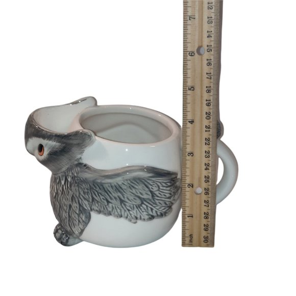 Pulchritudie Gray Owl Ceramic Tea Coffee Mug Cup Hand Painted 16 oz. - Picture 6 of 7